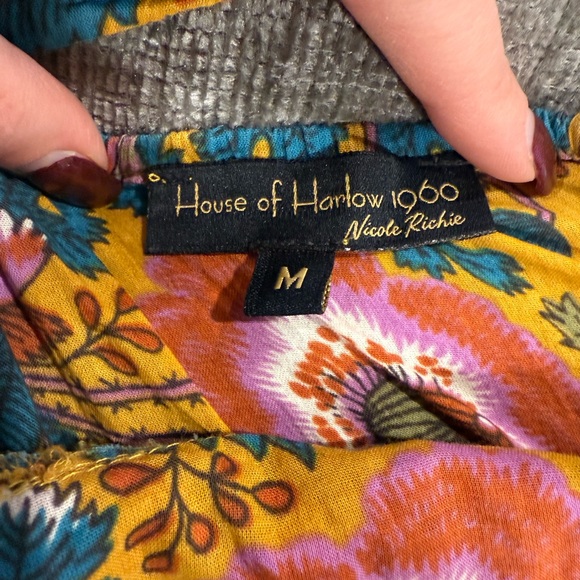 House of Harlow 1960 Jackie Mustard Floral Print Smocked Maxi Dress - Picture 13 of 13